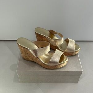 Jimmy Choo Metallic Gold Wedge Sandals